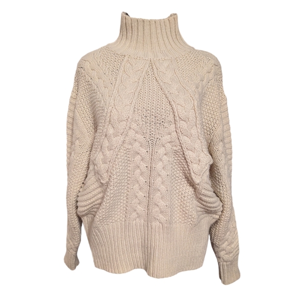 Mercer & Madison Acrylic Wool Blend Cable knit Sweater Women's Oversized Ivory - Picture 1 of 6